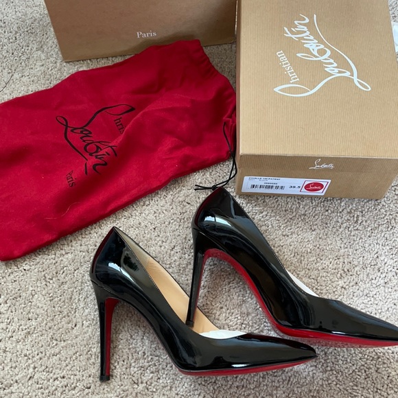 Louboutin Pigalle 100 Black Patent Heels - perfect - Picture 2 of 7